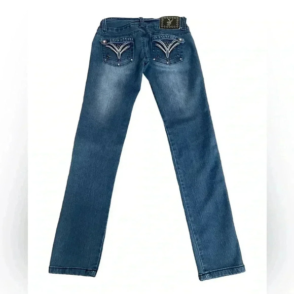 Playboy Y2K 2000’s Vintage Low Rise Studded Skinny Blue Jeans Juniors size 3/4 - Picture 1 of 13